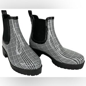 Jeffrey Campbell Chelsea Plaid Ankle Rain Boots Size 8